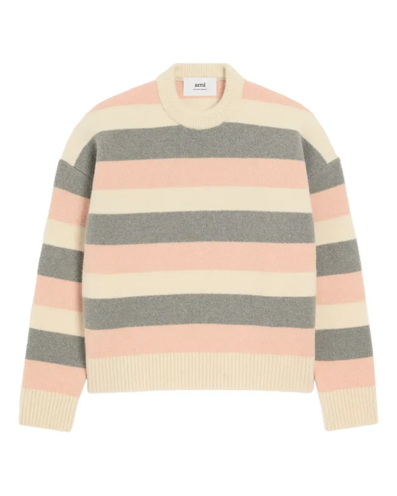 AMI Paris Gestreifter Pullover - Nude Nude