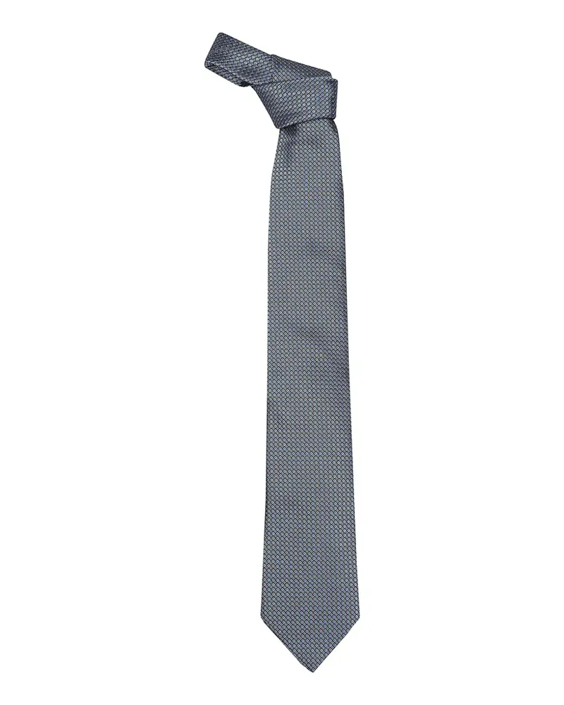 Ermenegildo Zegna Geometrisch gemusterte Seidenkrawatte - Blau Blau