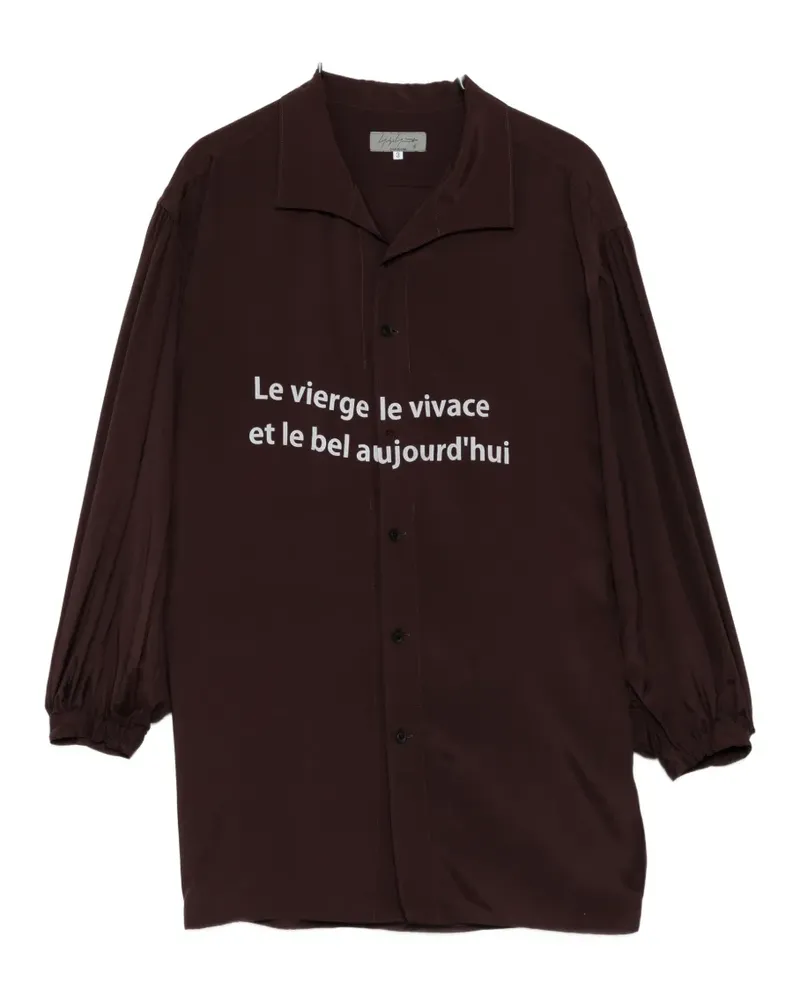Yohji Yamamoto slogan-print shirt - Braun Braun