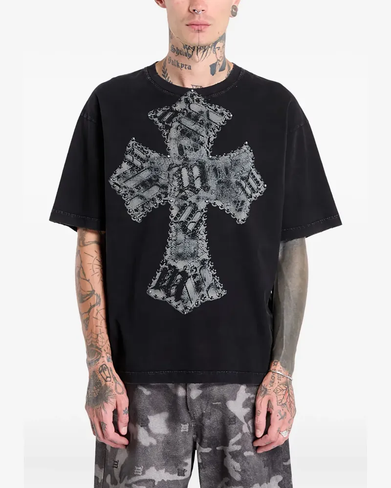 MISBHV T-Shirt mit Kreuz-Print - Schwarz Schwarz
