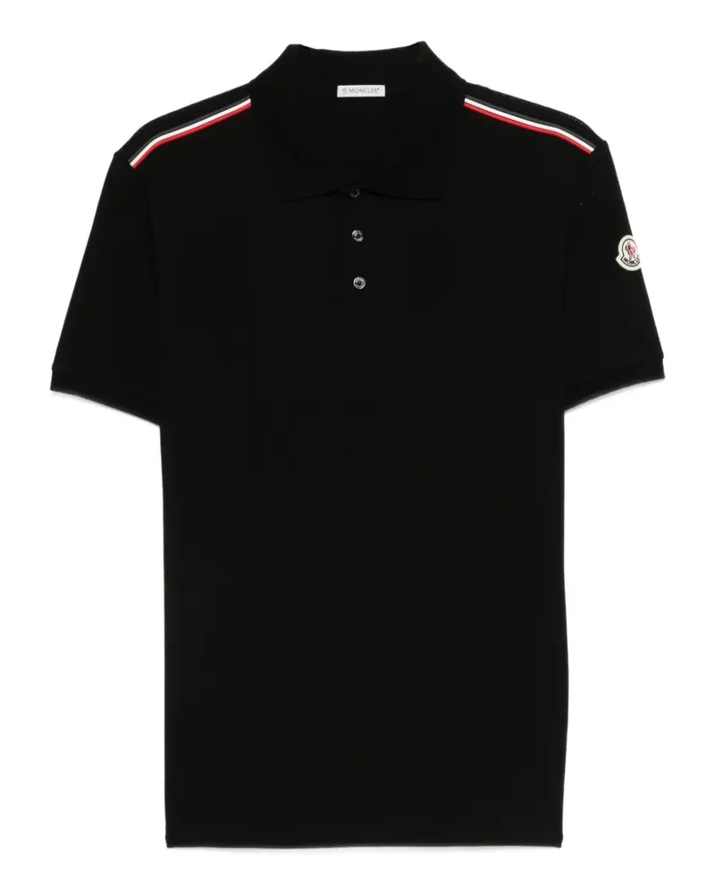 Moncler stripe-detail polo shirt - Schwarz Schwarz