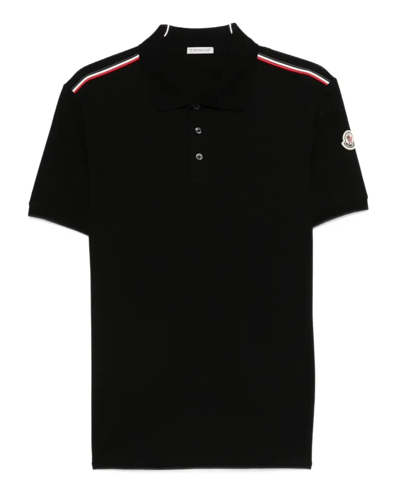 Moncler stripe-detail polo shirt - Schwarz Schwarz
