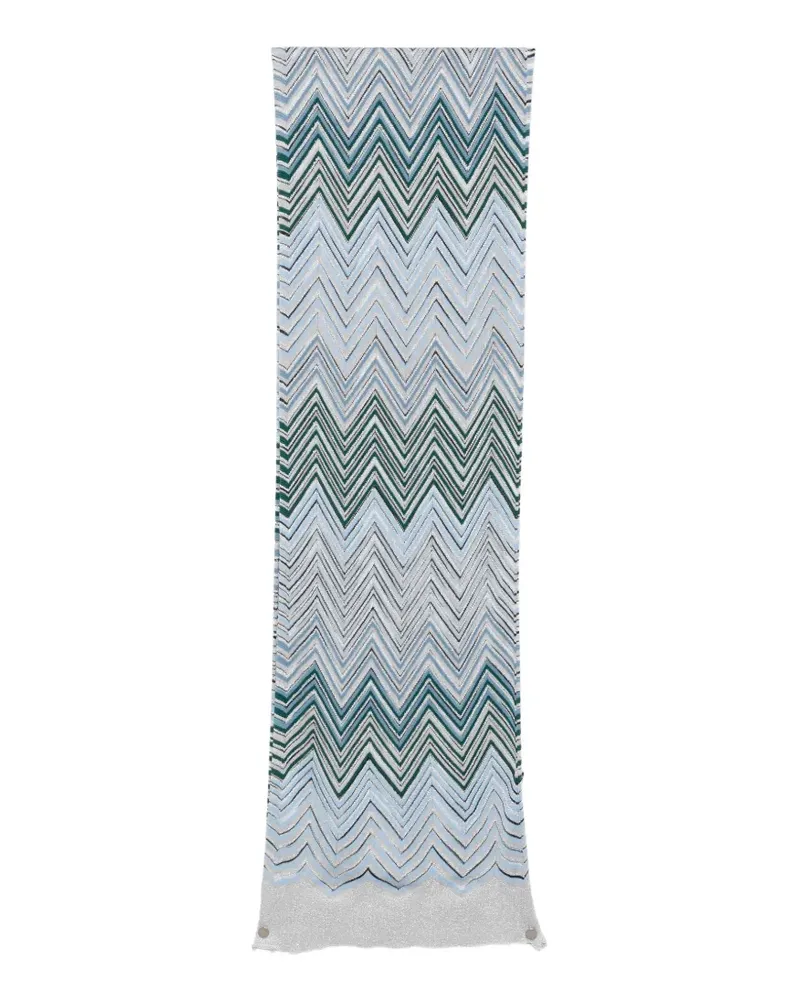 Missoni zigzag-knit metallic-thread scarf - Blau Blau