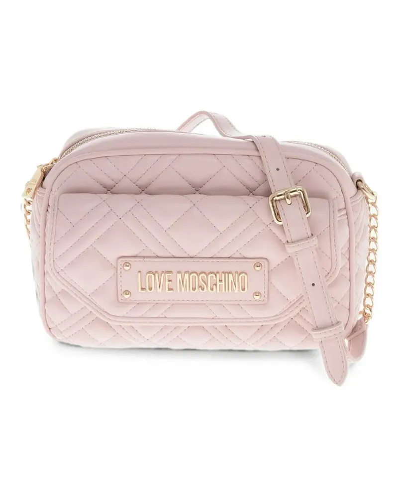 Moschino Love quilted logo-plaque shoulder bag - Rosa Rosa