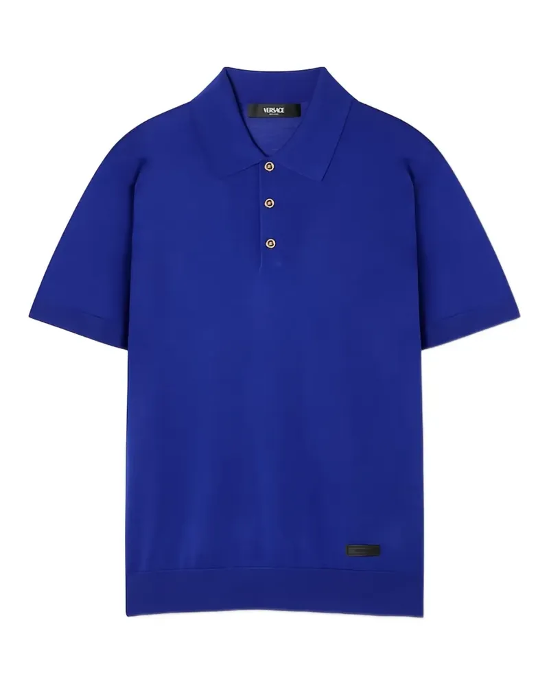 Versace Fein gestricktes Poloshirt - Blau Blau