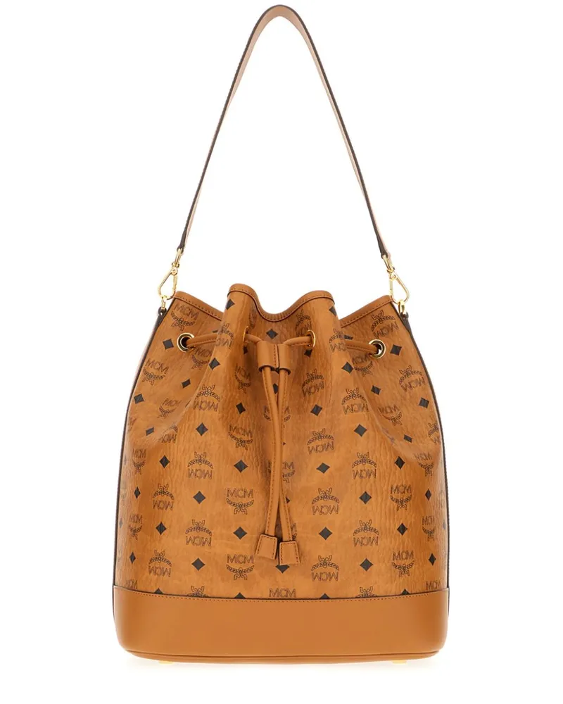 MCM Beuteltasche aus Faux-Leder mit Print - Braun Braun