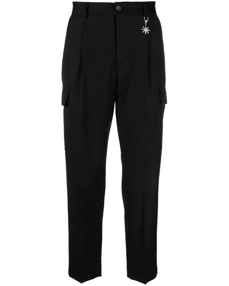 Manuel Ritz Tapered-Cargohose mit Logo-Anhänger - Schwarz Schwarz