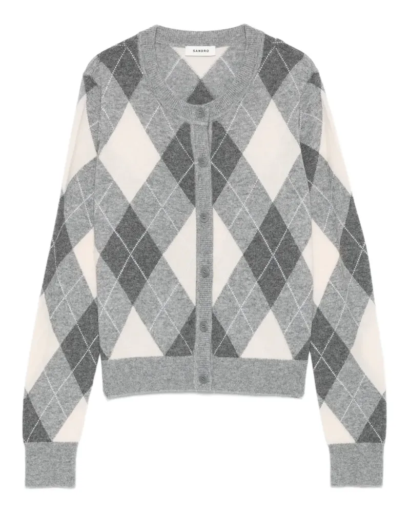 Sandro Gerippter Cardigan mit Argylemuster - Grau Grau