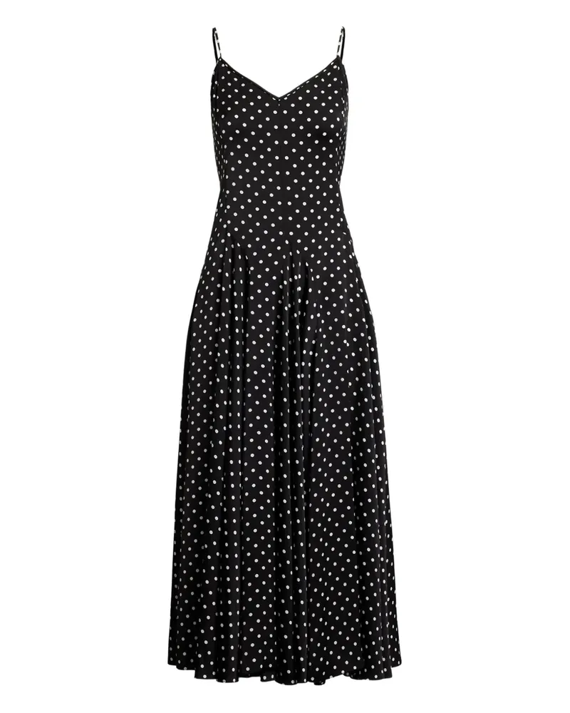 Ralph Lauren Gepunktetes Midikleid - Schwarz Schwarz