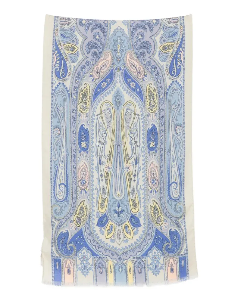 Etro paisley-print fringed scarf - Blau Blau