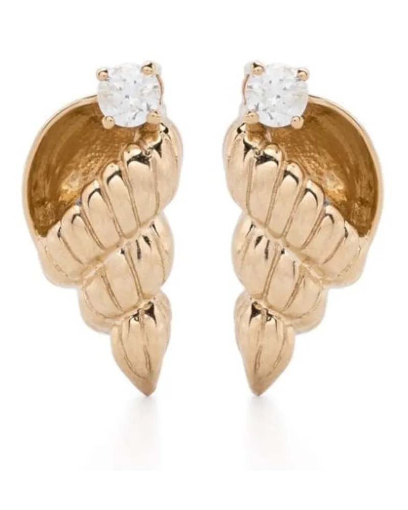 Yvonne Léon 9kt Paire De Puces Nautilus Gelbgoldohrringe mit Diamanten Gold