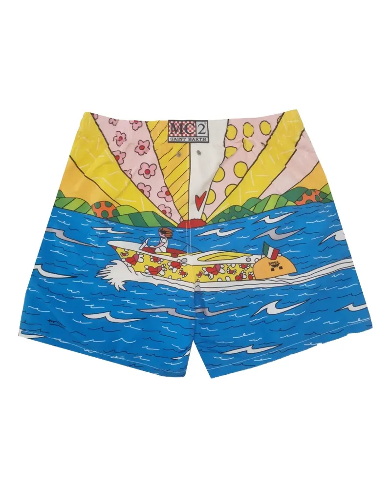 MC2 Saint Barth Badeshorts mit Illustrations-Print - Blau Blau