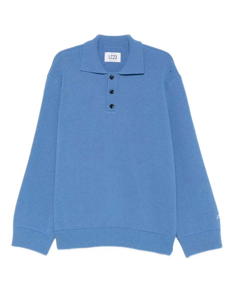 LC23 button collar sweater - Blau Blau