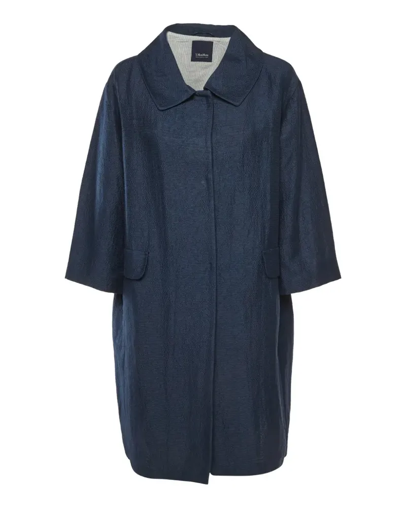 Max Mara textured three-quarter sleeve coat - Blau Blau