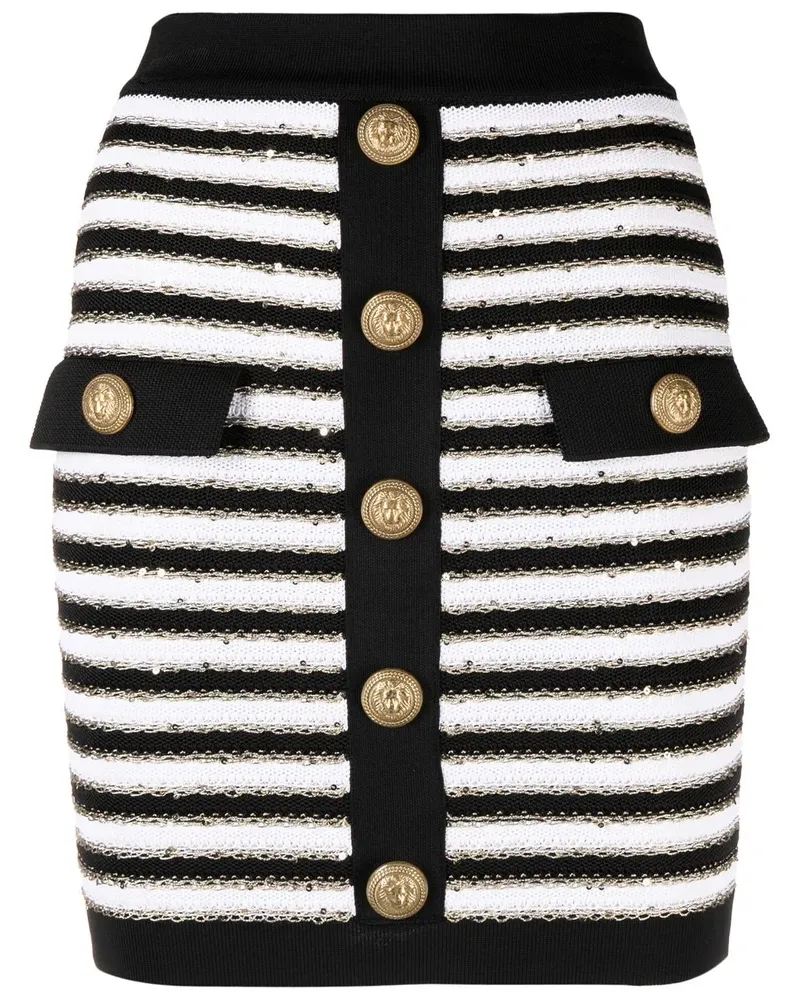 Balmain Gestreifter Rock - Schwarz Schwarz