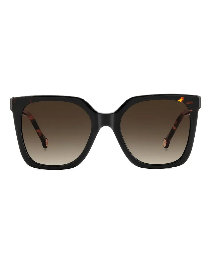 Carolina Herrera New York Eckige Sonnenbrille in Schildpattoptik - Schwarz Schwarz
