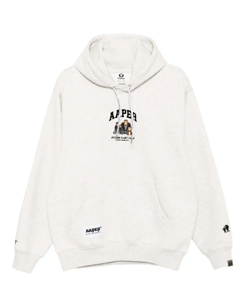 BAPE Hoodie mit Logo-Applikation - Grau Grau