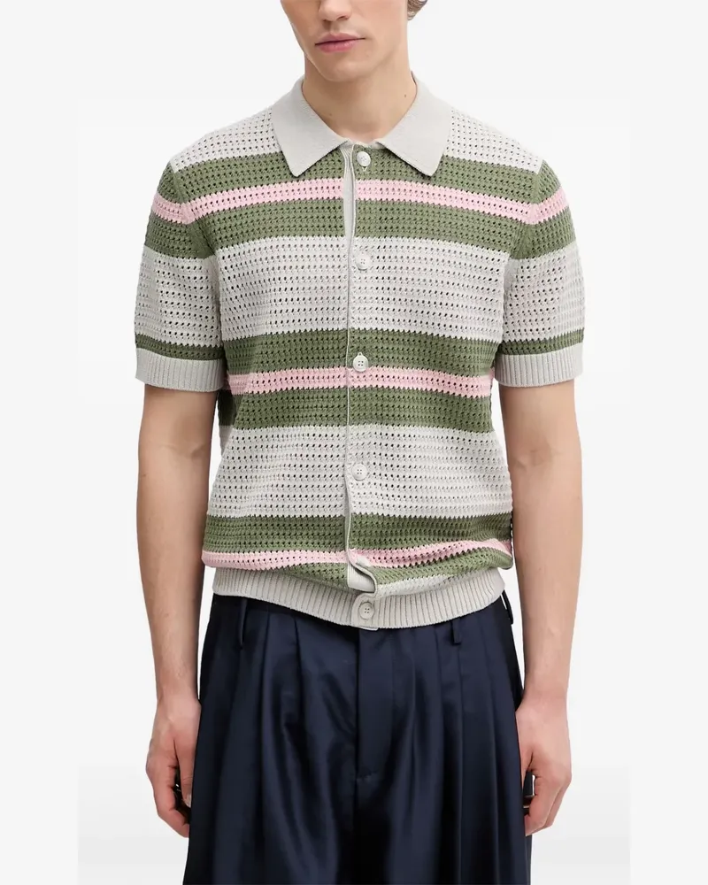 Marc O'Polo striped pointelle-knit shirt - Grau Grau