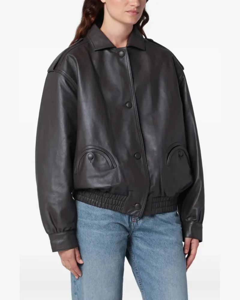 Blazé Milano Ares Charlie leather bomber jacket - Braun Braun