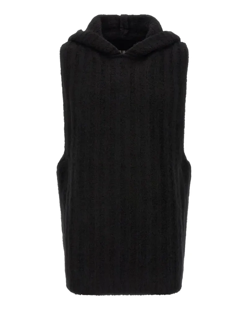 Rick Owens ribbed hooded tank top - Schwarz Schwarz