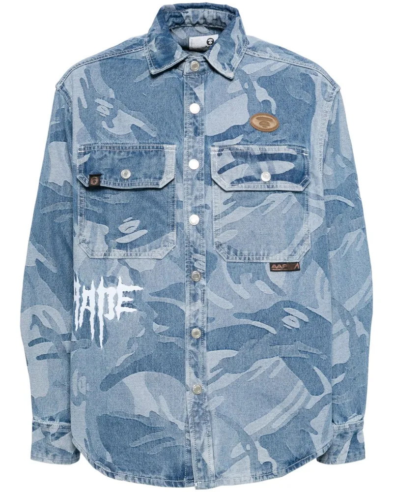 BAPE Moonface Hemd mit Camouflage-Print - Blau Blau