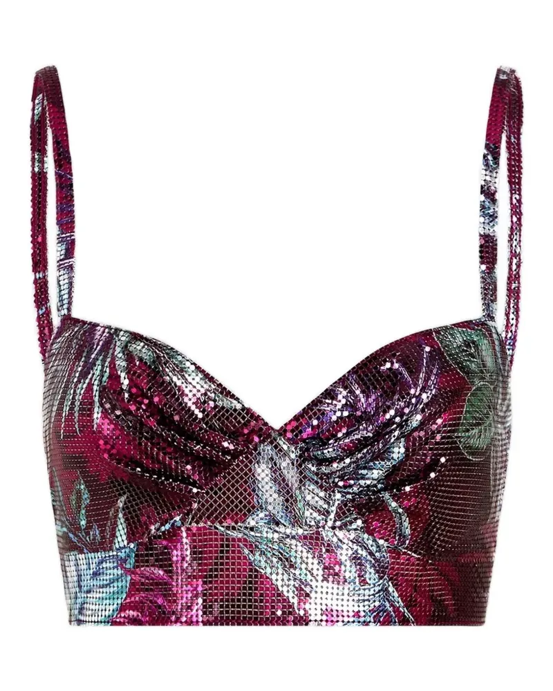 Paco Rabanne Cropped-Top mit Palmen - Violett Violett