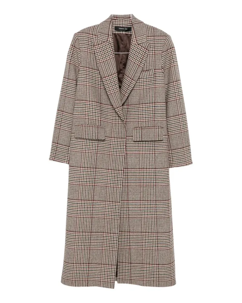 Federica Tosi Prince of Wales check double-breasted coat - Nude Nude
