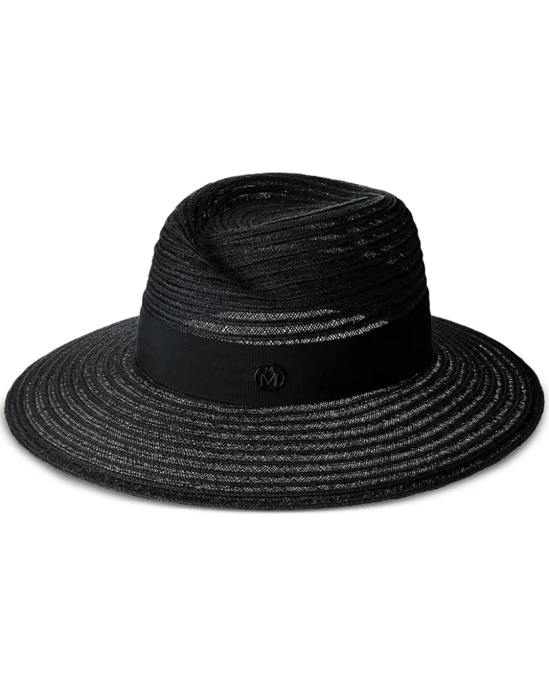 Maison Michel Strohhut mit dekorativem Ripsband - Schwarz Schwarz