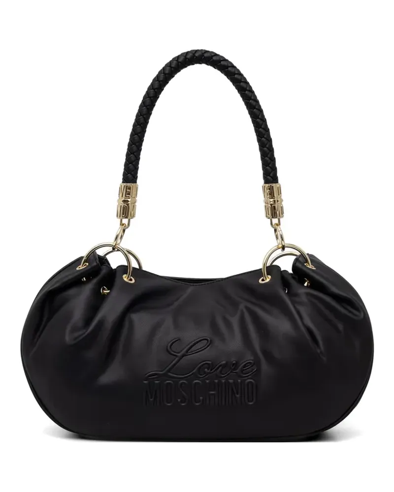 Moschino logo-embossed braided-handle tote bag - Schwarz Schwarz