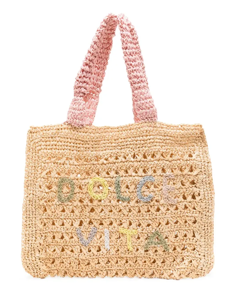 DE SIENA Tote Bag aus Bast - Nude Nude