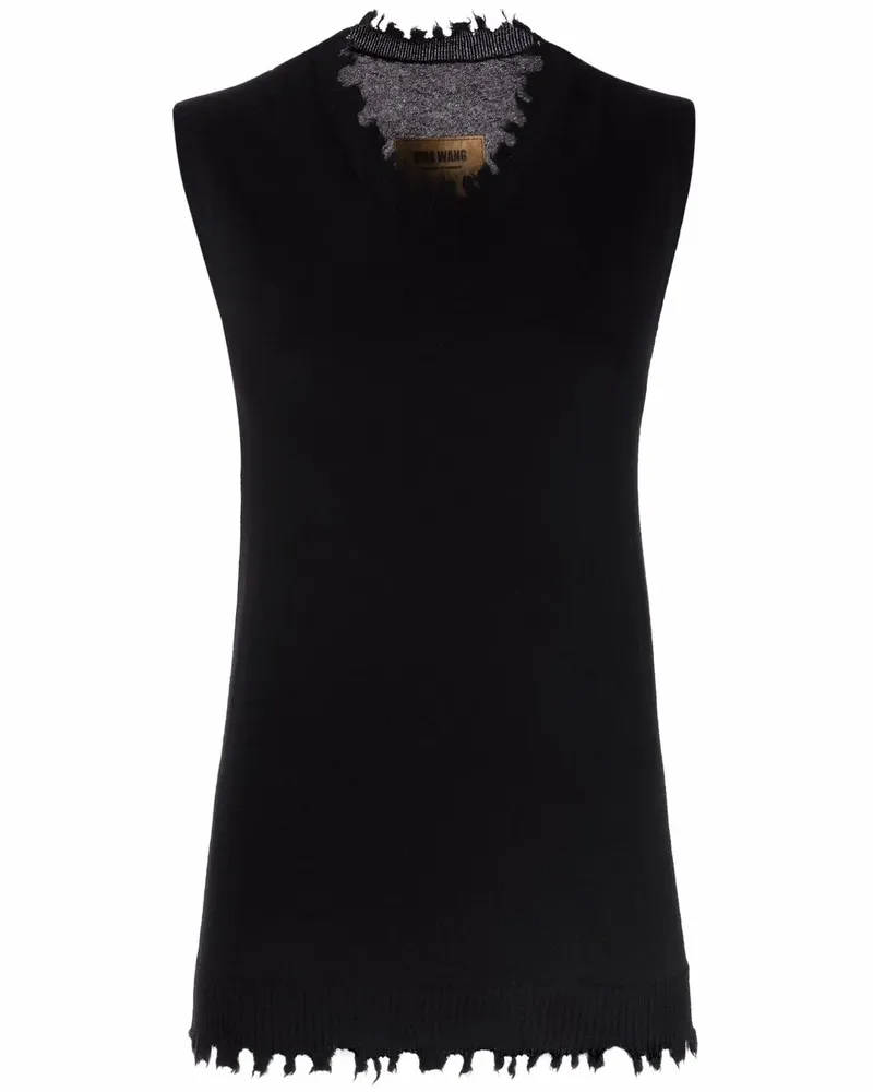 Uma Wang Top mit gerafftem Saum - Schwarz Schwarz