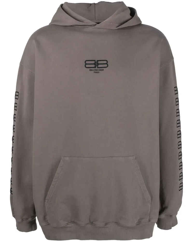 Balenciaga Hoodie mit Logo-Stickerei - Grau Grau