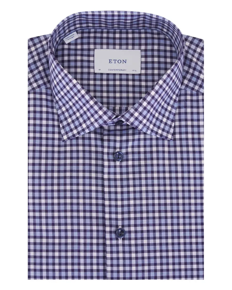 Eton Hemd mit Check-Muster - Blau Blau