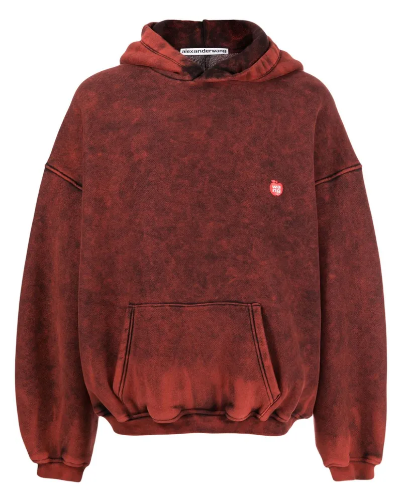 Alexander Wang Hoodie in Bleach-Optik mit Logo-Print Rot