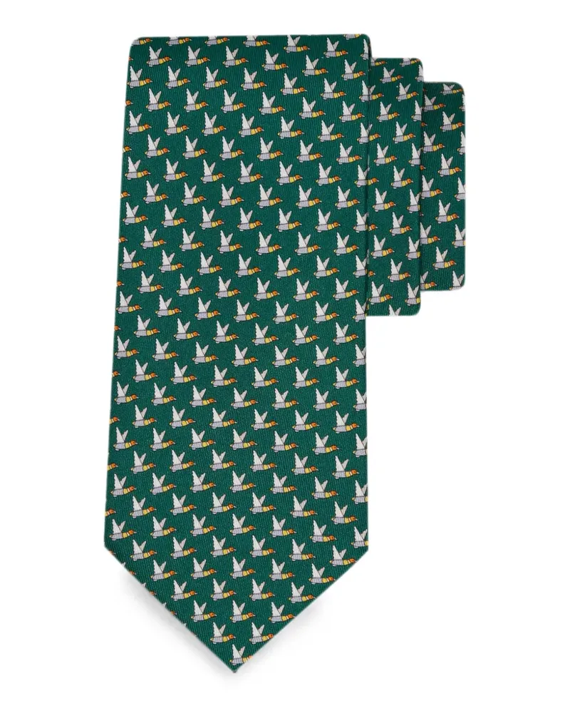 Ferragamo Mallard-print silk tie - Grün Grün