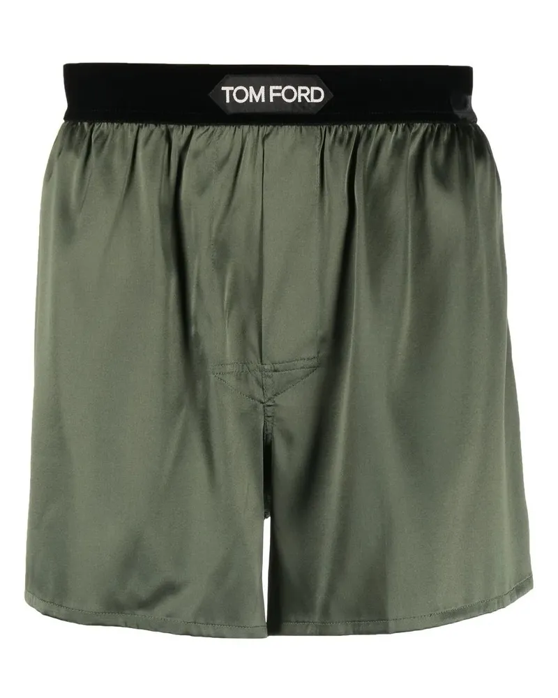 Tom Ford Boxershorts aus Satin mit Logo - Grün Grün
