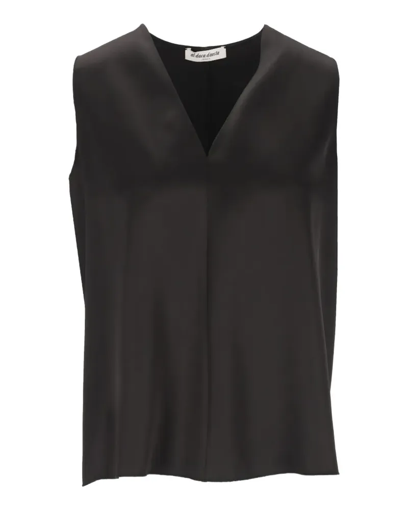 Al Duca D’Aosta 1902 satin V-neck top - Schwarz Schwarz