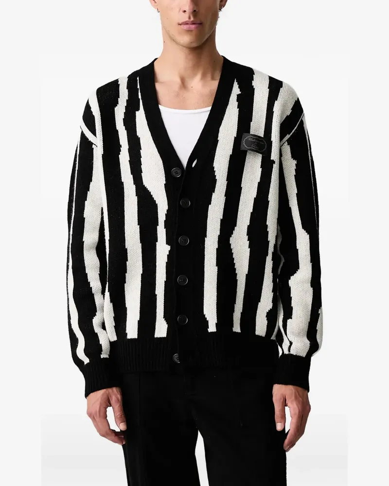 Undercover intarsia-knit logo-patch cardigan - Schwarz Schwarz