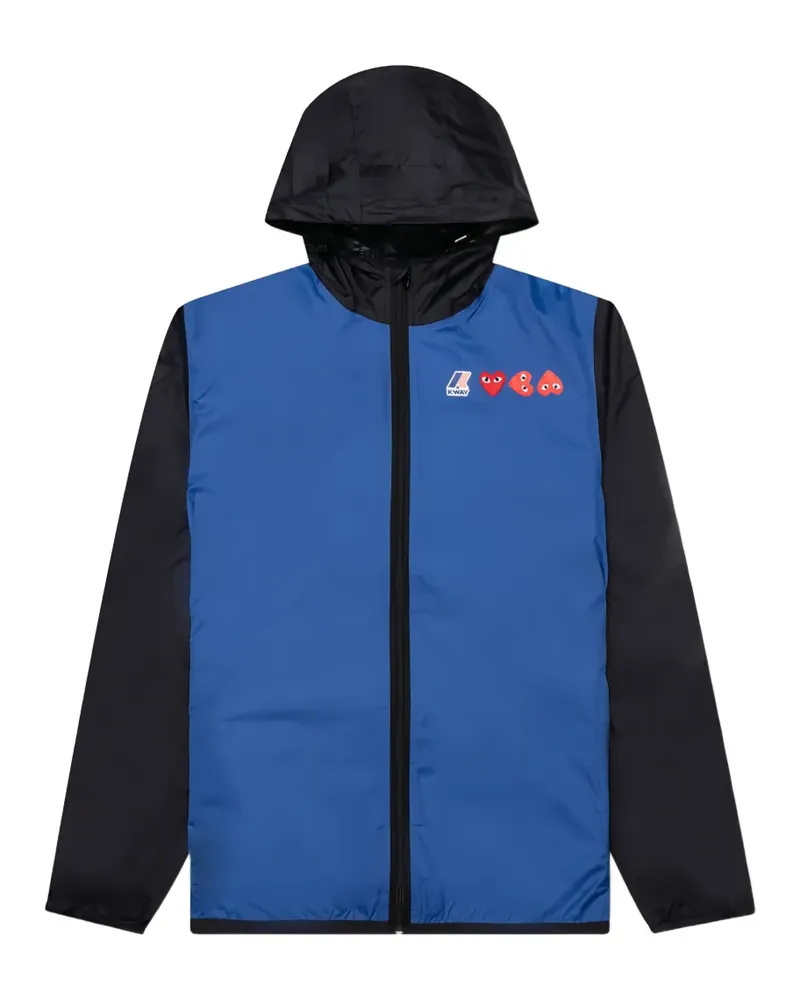 Comme des Garçons x K-Way Windbreaker mit Herz-Patch und Reißverschluss - Blau Blau