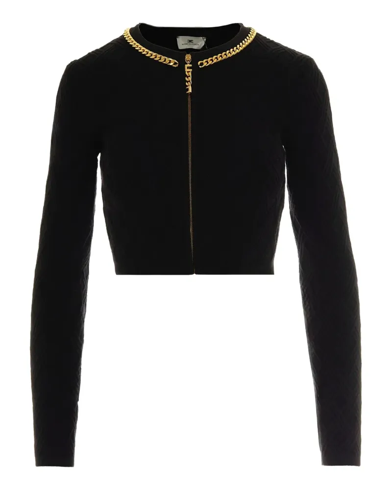 Elisabetta Franchi Cardigan mit Rautenmuster und Kettenbesatz - Schwarz Schwarz