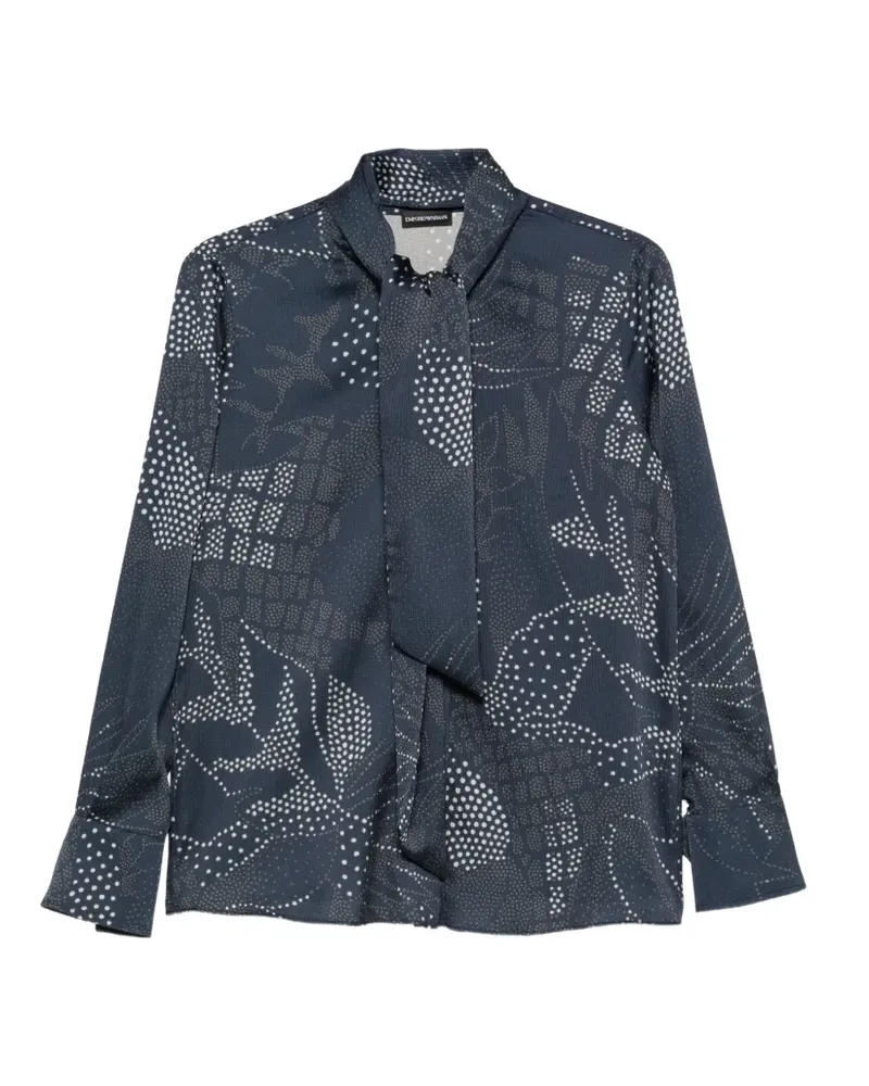 Emporio Armani polka-dot tie-neck shirt - Blau Blau