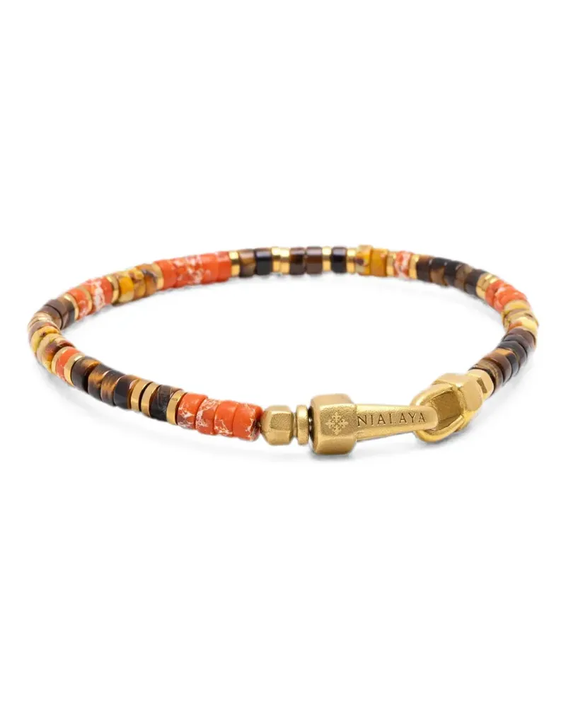 Nialaya Perlenarmband mit Logo-Gravur - Gold Gold