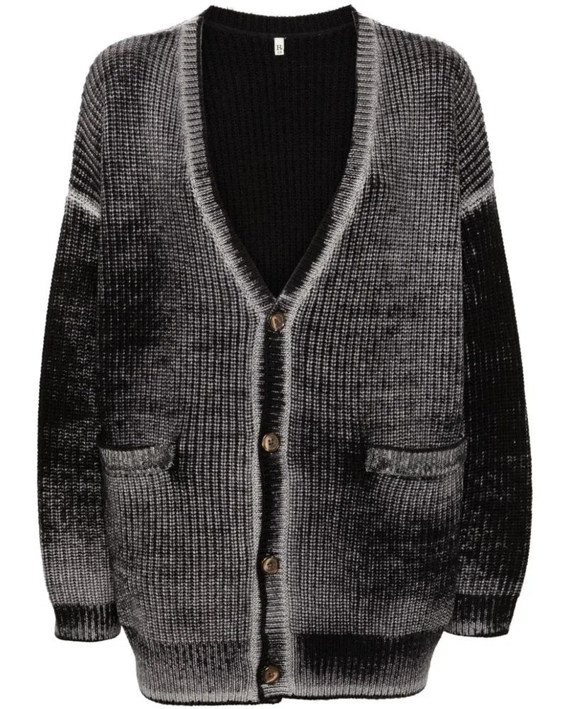R13 Cardigan im Used-Look - Schwarz Schwarz