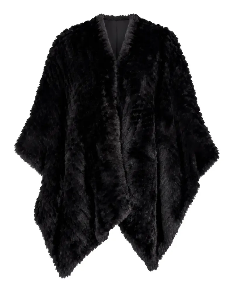 Pinko faux-fur open-front cape - Schwarz Schwarz