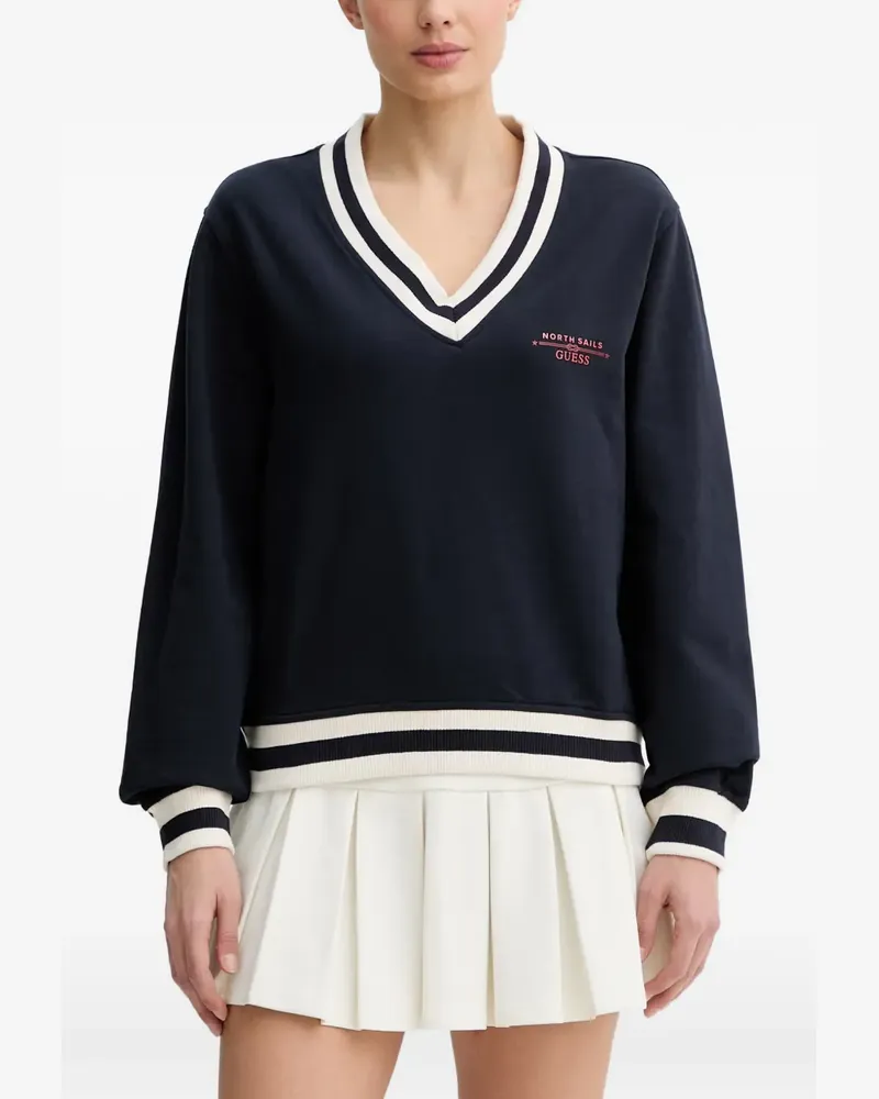 Guess x North Sails Sweatshirt mit V-Ausschnitt - Blau Blau