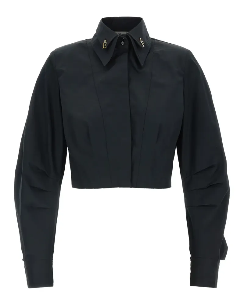 Elisabetta Franchi cotton poplin shirt with logo details - Schwarz Schwarz