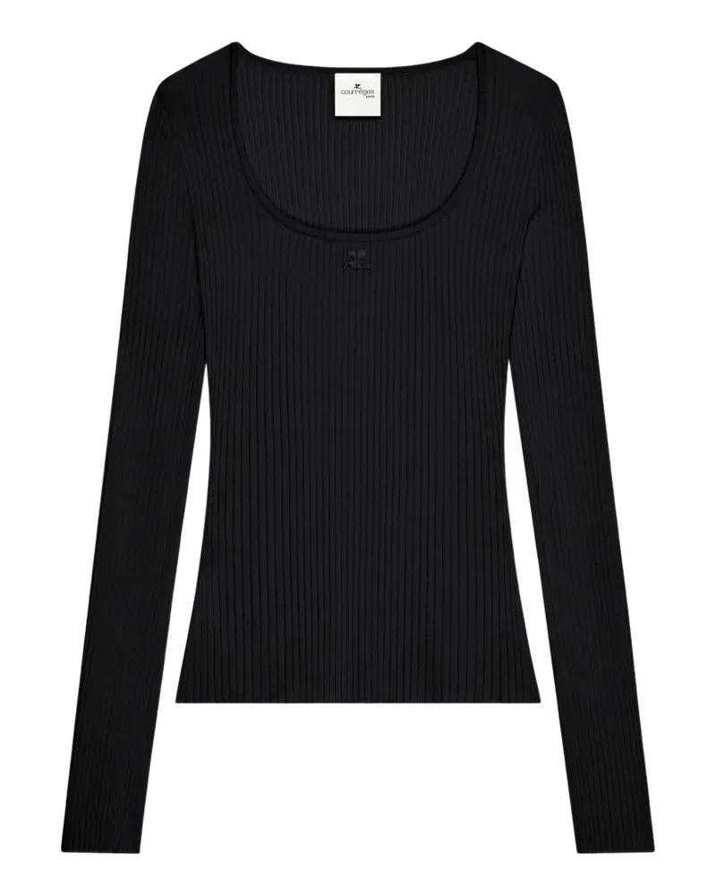 Courrèges Gerippter Strickpullover - Schwarz Schwarz