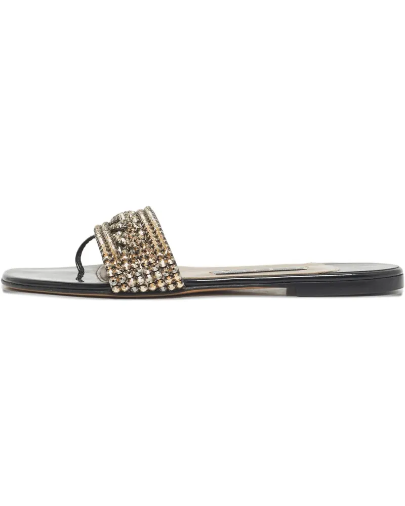 Gina crystal leather sandals - Schwarz Schwarz