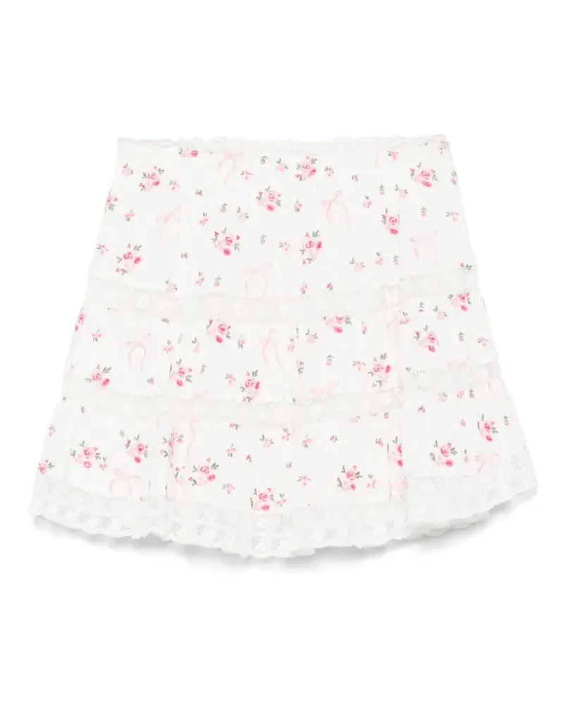 LoveShackFancy Viro Minirock - Weiß Weiß