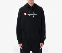 Hoodie mit Logo-Stickerei - Schwarz